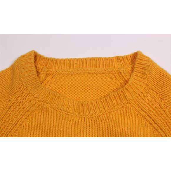 Hermes Men's 100% Cashmere Golden Yellow Thick Knit Crewneck Sweater XXL - Picture 4 of 5